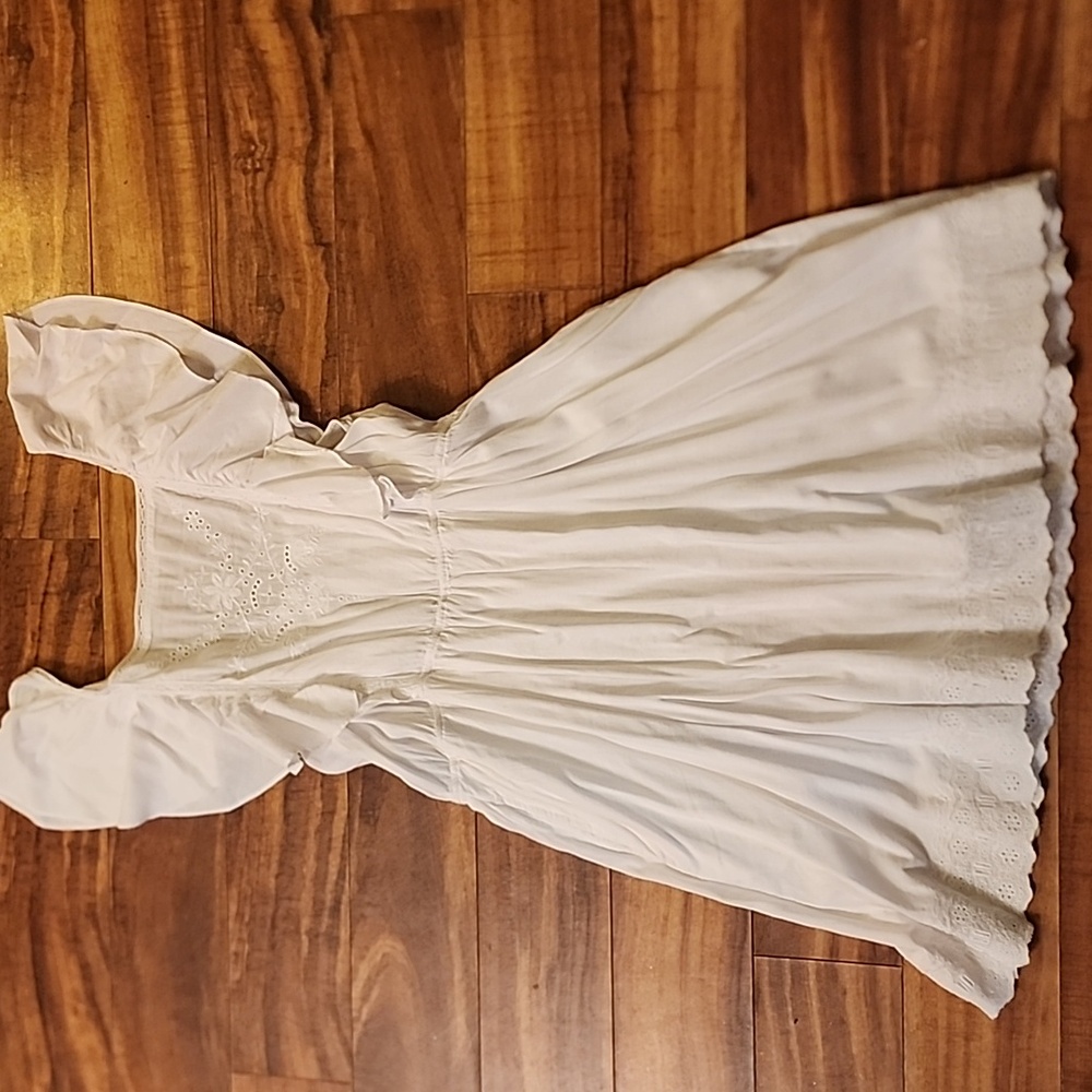 White Flutter Sleeve Dress